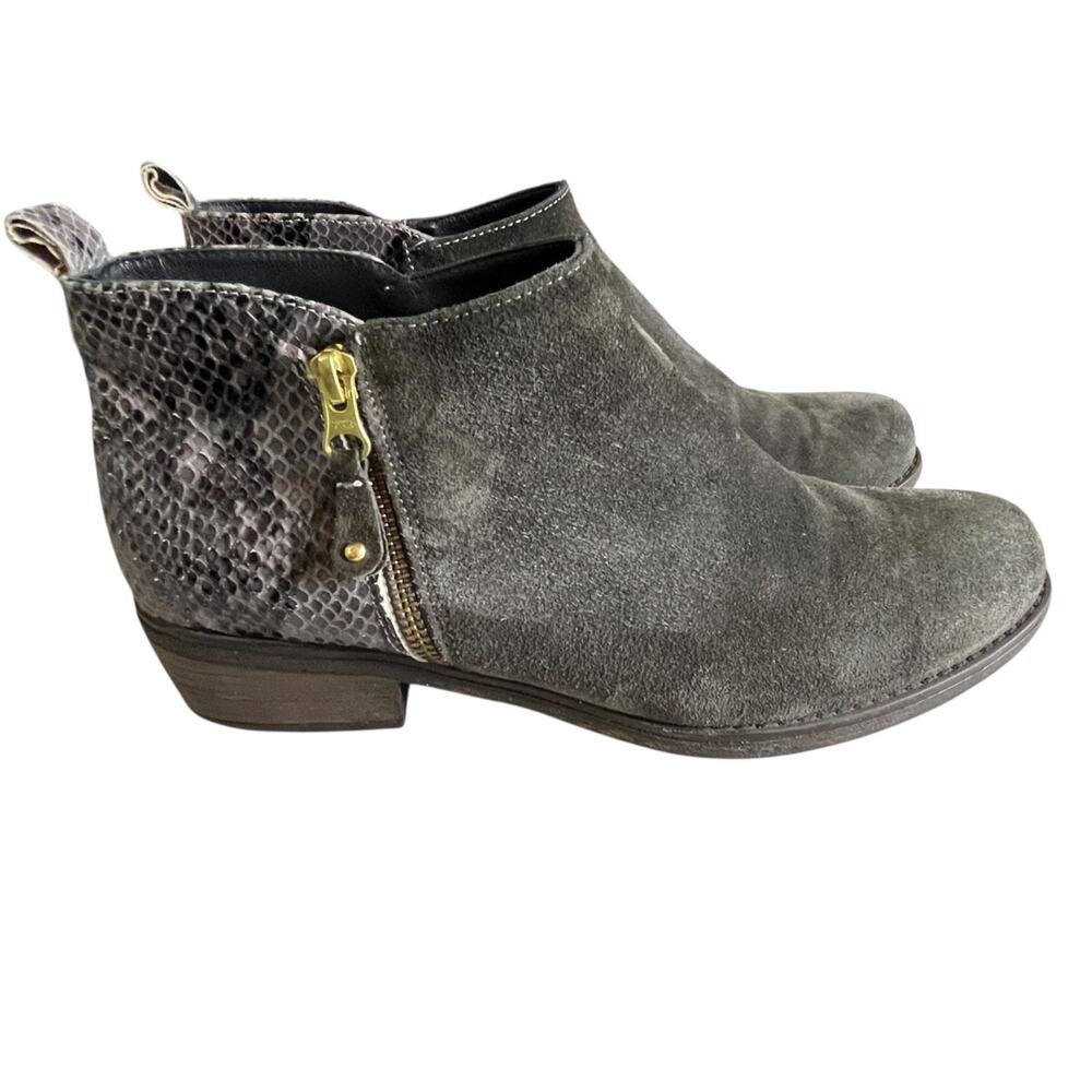 Eric Michael Ankle Boots 41 US 10 Gray Suede Snakeskin Side Zip Handmade Spain - Picture 2 of 12